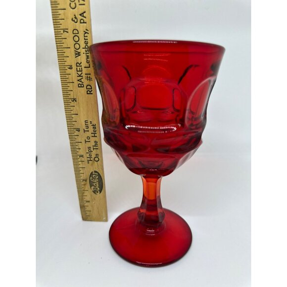 VTG 1960 Set of 4 Fostoria Argus Ruby Red Wine/Water Glasses MCM 6.5" Glasses - Picture 6 of 6